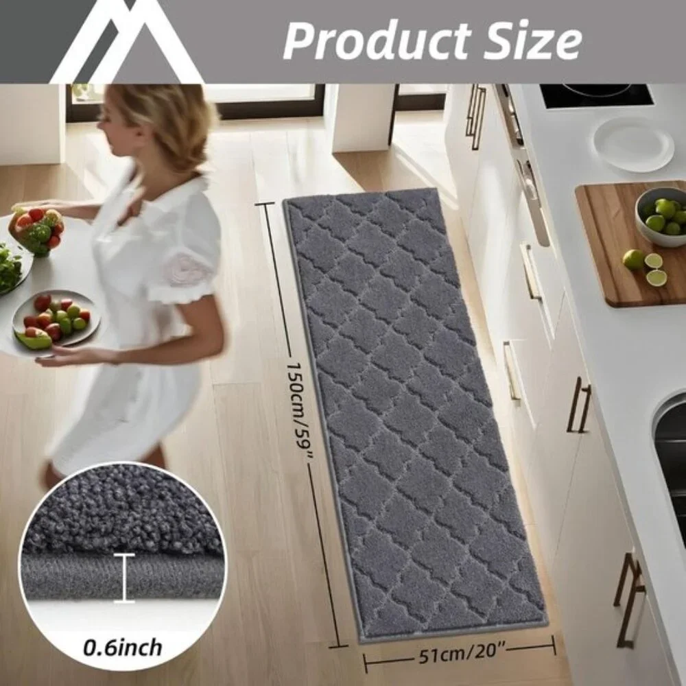 New Soft 20 x 59In Kitchen Floor Mat, Super Absorbent Non-Skid Washable Rug